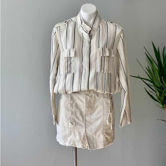 Free People Alpha Utility Raw-Edge Mini Skirt in Tan Size 8 - Picture 2 of 12